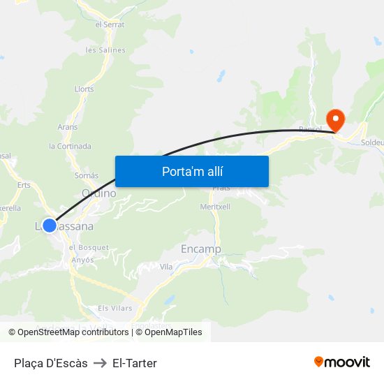 Plaça D'Escàs to El-Tarter map
