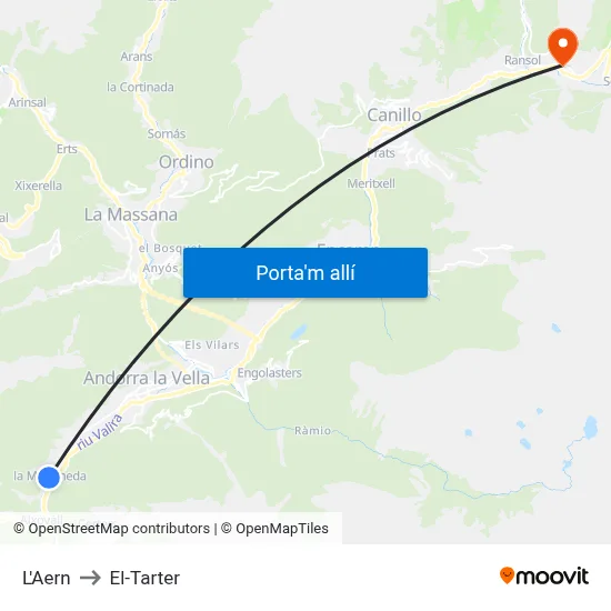 L'Aern to El-Tarter map