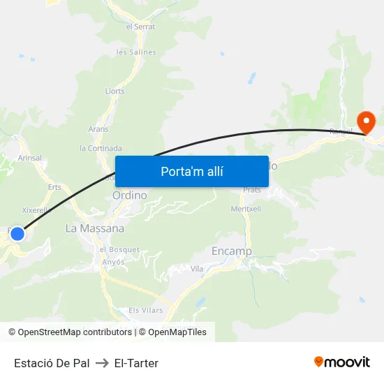Estació De Pal to El-Tarter map