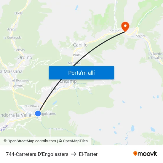 744-Carretera D'Engolasters to El-Tarter map
