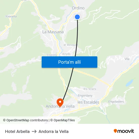 Hotel Arbella to Andorra la Vella map