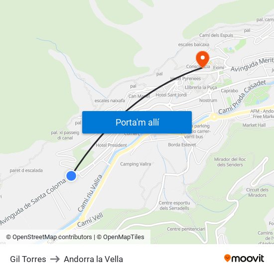 Gil Torres to Andorra la Vella map