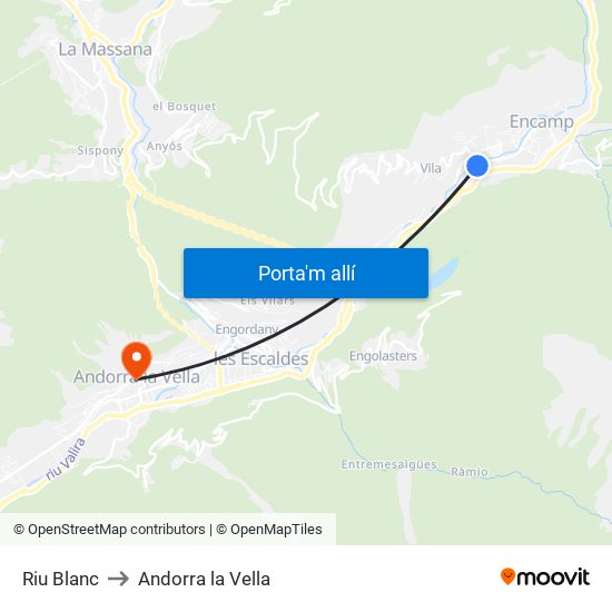 Riu Blanc to Andorra la Vella map