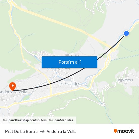 Prat De La Bartra to Andorra la Vella map
