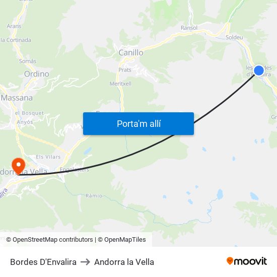 Bordes D'Envalira to Andorra la Vella map