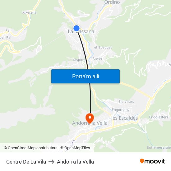 Centre De La Vila to Andorra la Vella map
