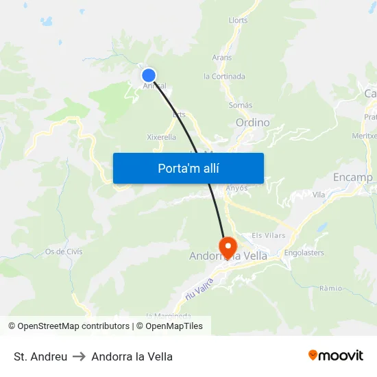 St. Andreu to Andorra la Vella map