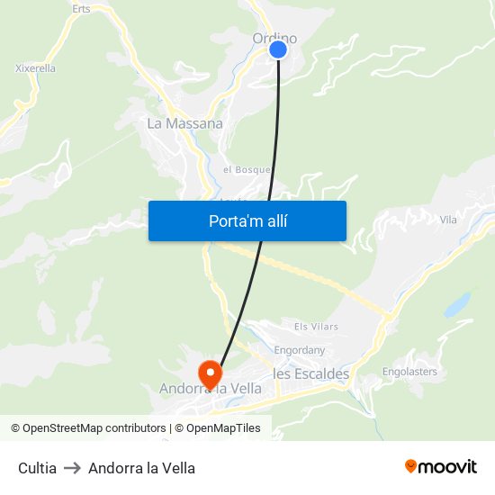 Cultia to Andorra la Vella map