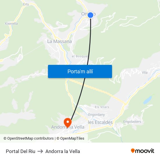 Portal Del Riu to Andorra la Vella map