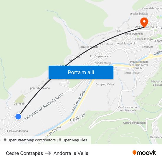 Cedre Contrapàs to Andorra la Vella map