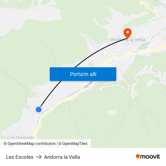 Les Escoles to Andorra la Vella map