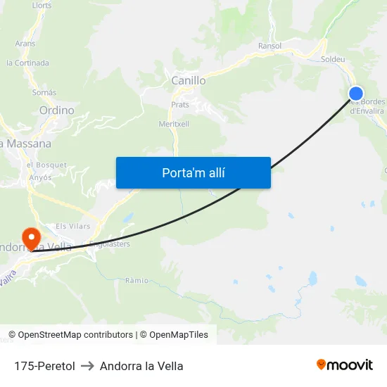 175-Peretol to Andorra la Vella map