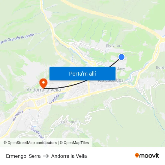 Ermengol Serra to Andorra la Vella map