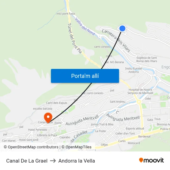 Canal De La Grael to Andorra la Vella map