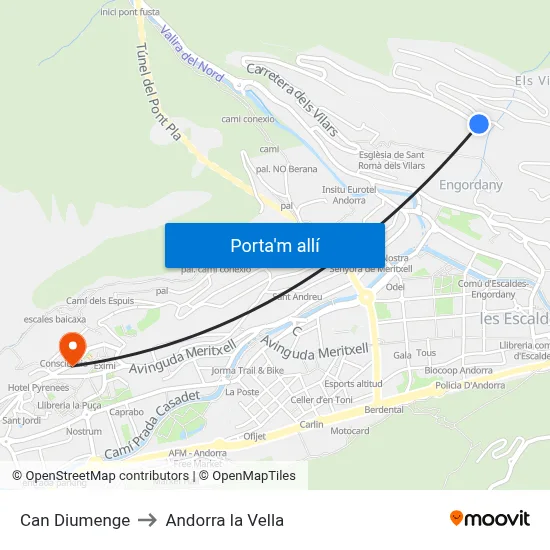 Can Diumenge to Andorra la Vella map