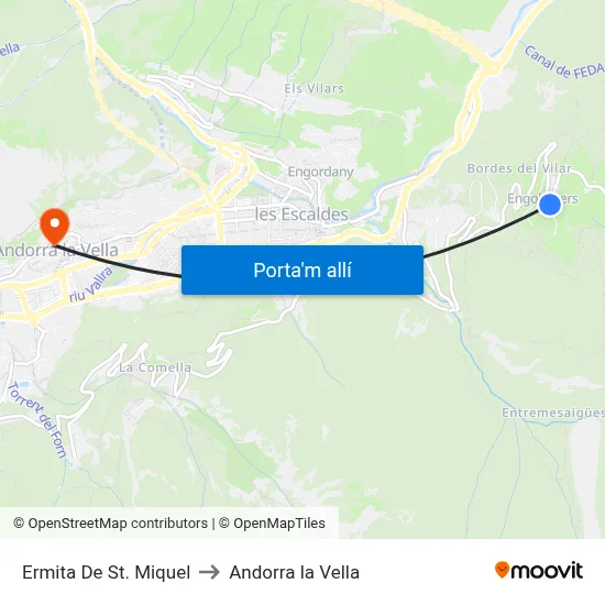 Ermita De St. Miquel to Andorra la Vella map