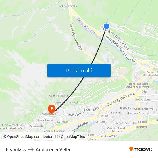 Els Vilars to Andorra la Vella map