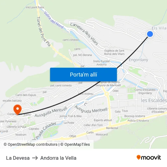 La Devesa to Andorra la Vella map