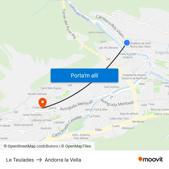 Le Teulades to Andorra la Vella map