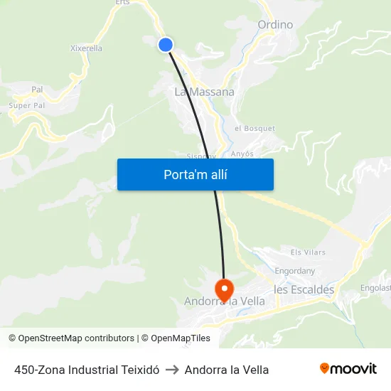 450-Zona Industrial Teixidó to Andorra la Vella map