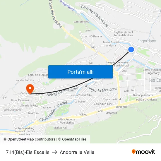 714(Bis)-Els Escalls to Andorra la Vella map