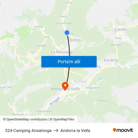 324-Camping Ansalonga to Andorra la Vella map