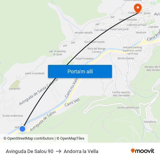 Avinguda De Salou 90 to Andorra la Vella map