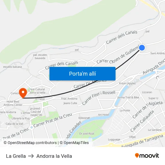 La Grella to Andorra la Vella map