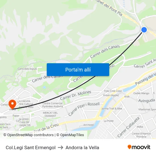 Col.Legi Sant Ermengol to Andorra la Vella map