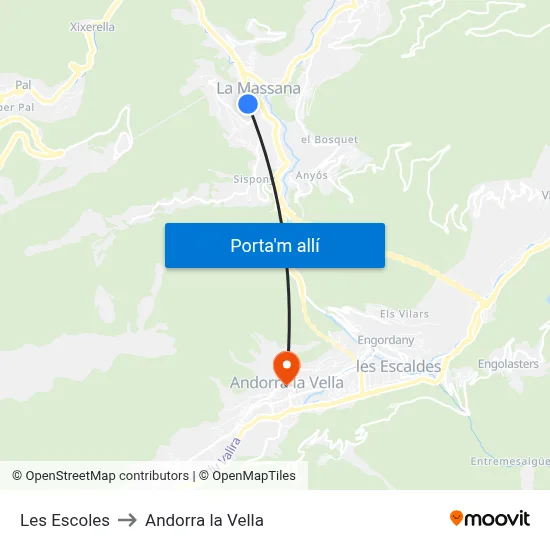 Les Escoles to Andorra la Vella map