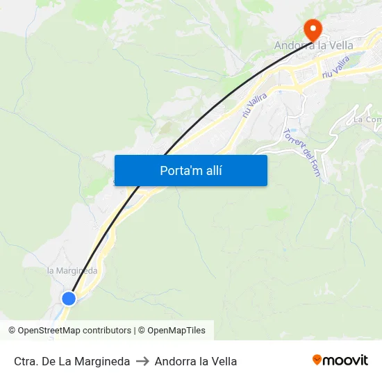 Ctra. De La Margineda to Andorra la Vella map