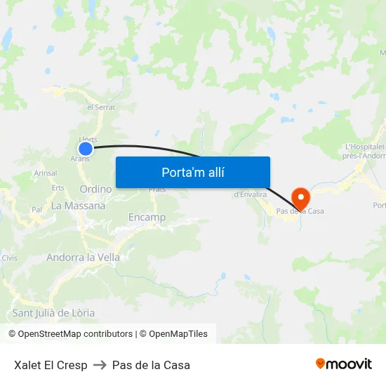 Xalet El Cresp to Pas de la Casa map