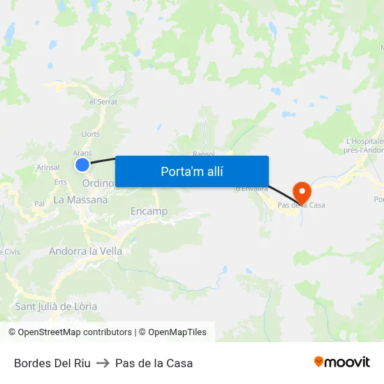 Bordes Del Riu to Pas de la Casa map