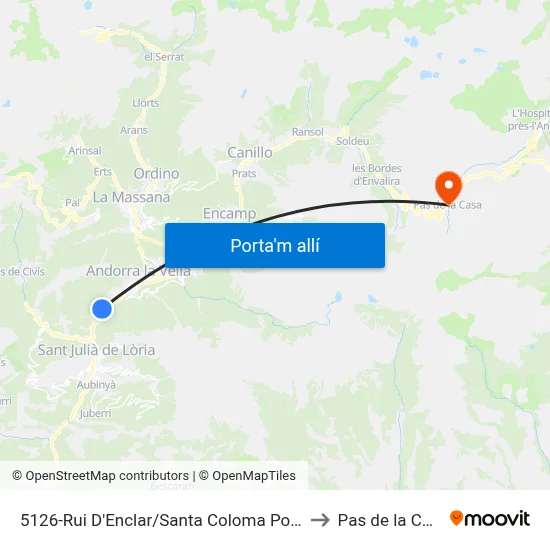 5126-Rui D'Enclar/Santa Coloma Pobles to Pas de la Casa map