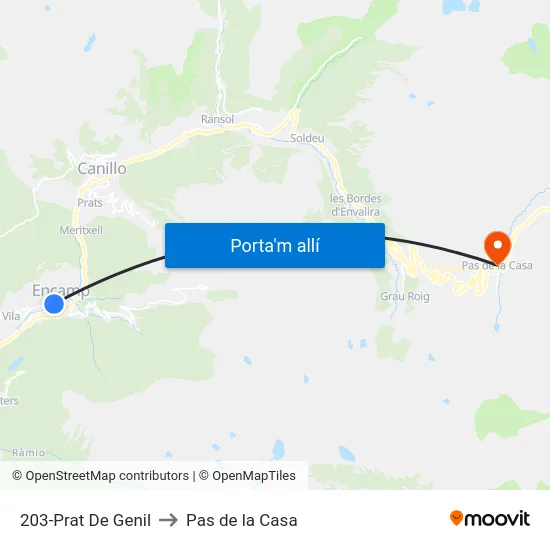 203-Prat De Genil to Pas de la Casa map