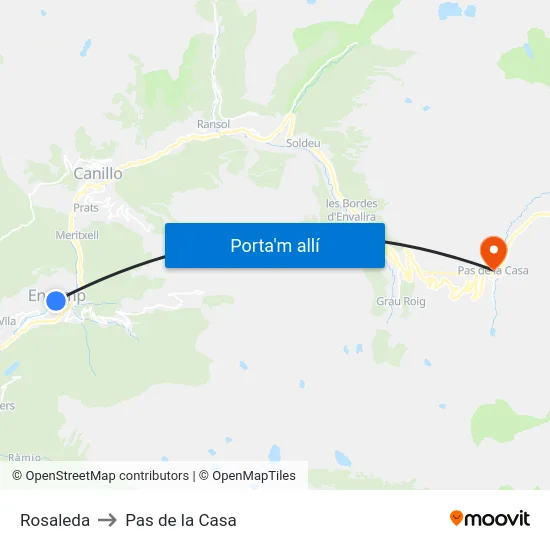 212-Rosaleda to Pas de la Casa map