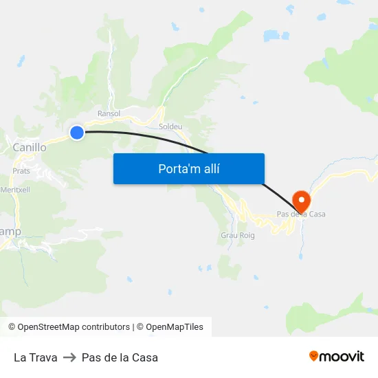 123-La Trava to Pas de la Casa map