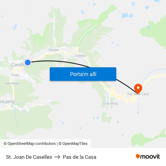 St. Joan De Caselles to Pas de la Casa map