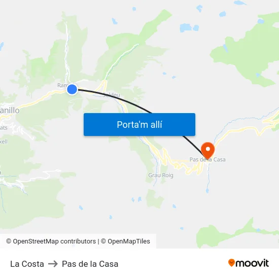 144-La Costa to Pas de la Casa map