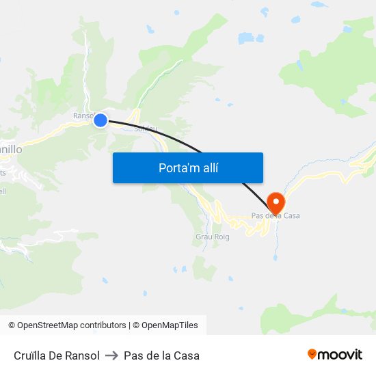 Cruïlla De Ransol to Pas de la Casa map