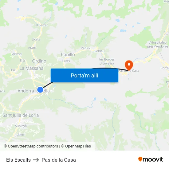 713-Els Escalls to Pas de la Casa map