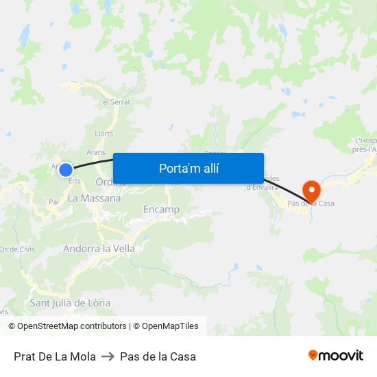 Prat De La Mola to Pas de la Casa map