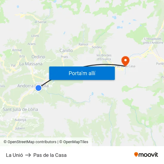 710-La Unió to Pas de la Casa map