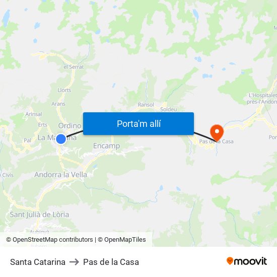 Santa Catarina to Pas de la Casa map