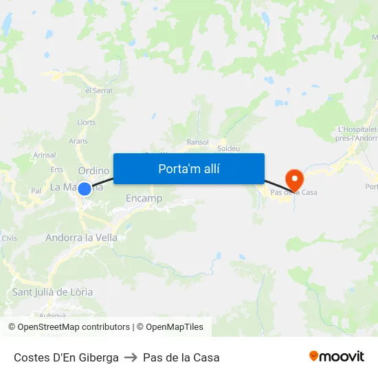 Costes D'En Giberga to Pas de la Casa map