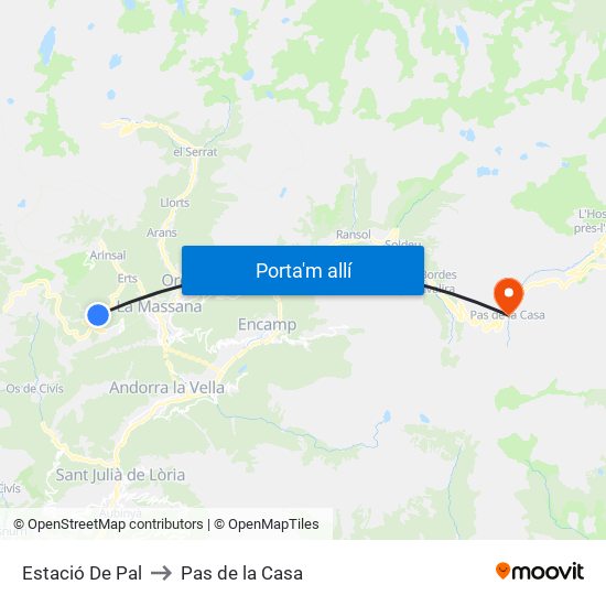 Estació De Pal to Pas de la Casa map