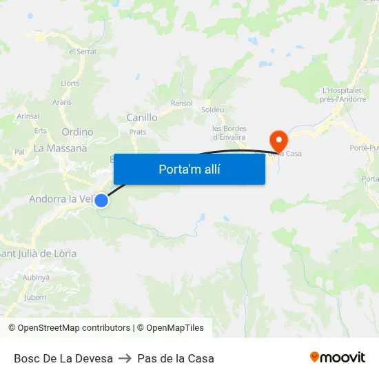 Bosc De La Devesa to Pas de la Casa map