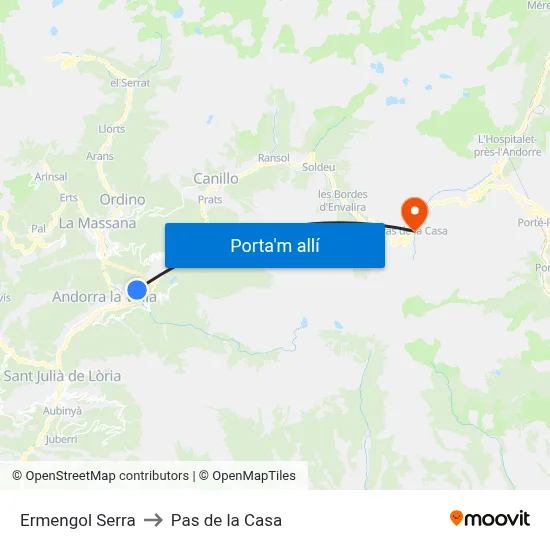 Ermengol Serra to Pas de la Casa map