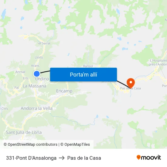 331-Pont D'Ansalonga to Pas de la Casa map