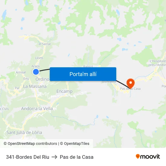 341-Bordes Del Riu to Pas de la Casa map